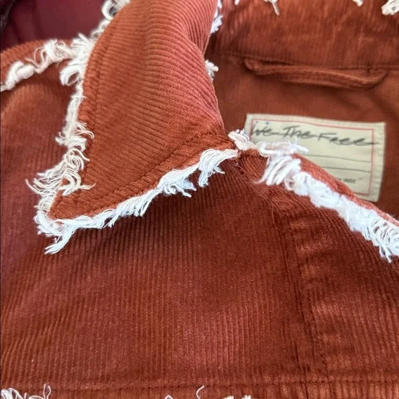 Free People We The Free Rust Corduroy Raw Hem Jacket Small - Picture 6 of 7